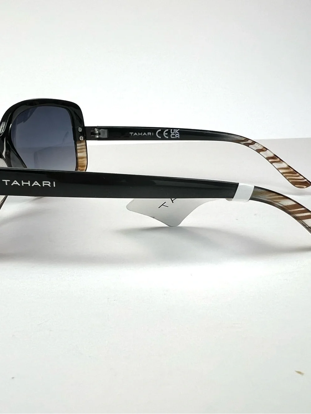 Tahari Sunglasses Two Tone Black Top Brown Clear Bottom TH124 Women's New w Tag